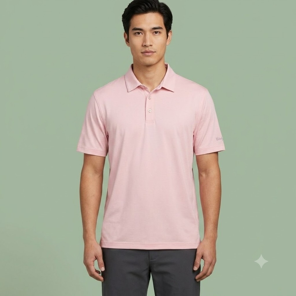 Walter Hagen Golf Polo Shirt Mens Large Pink Short Sleeve Performance Logo
